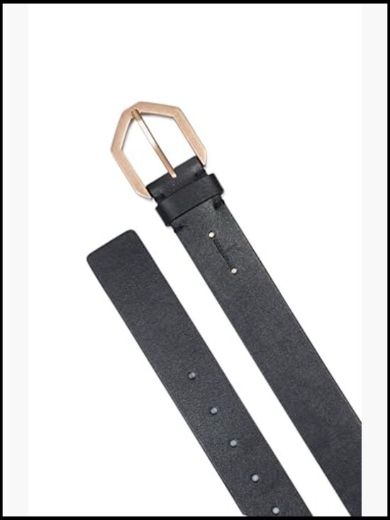 Women\'s 1.5 Inch Leather Belt with Hexagon Buckle, Adjustable Sizing main image 5